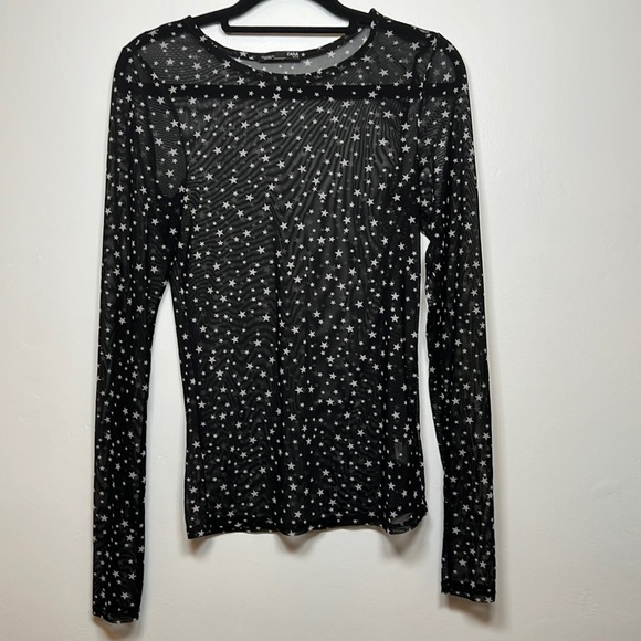 Zara Tops - ZARA sheer star print long sleeved top size S